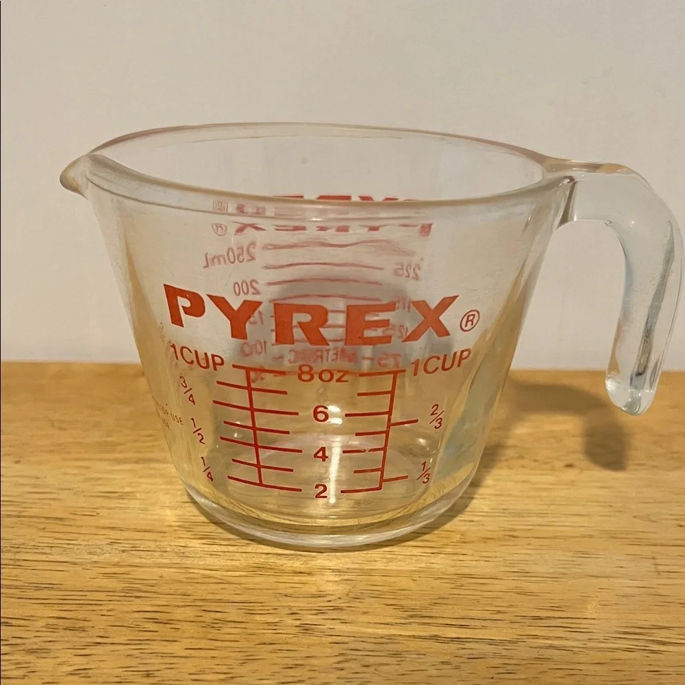 Pyrex Glass Measuring Cup with Red Markings